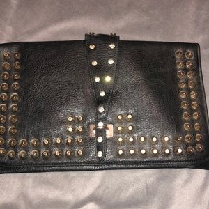 Black Faux Leather Studded Clutch/Purse